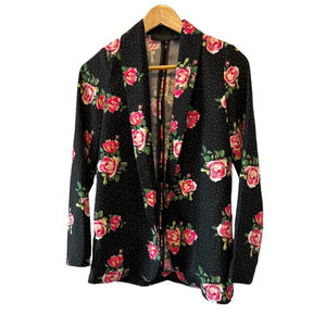 MAX & MARCUS Black Floral Lightweight Open Long Sleeve Blazer XS